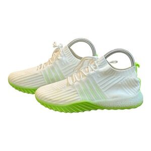 Danskin Positive White & Neon Green Knit Sneakers Athletic Shoes Women Size 7.5